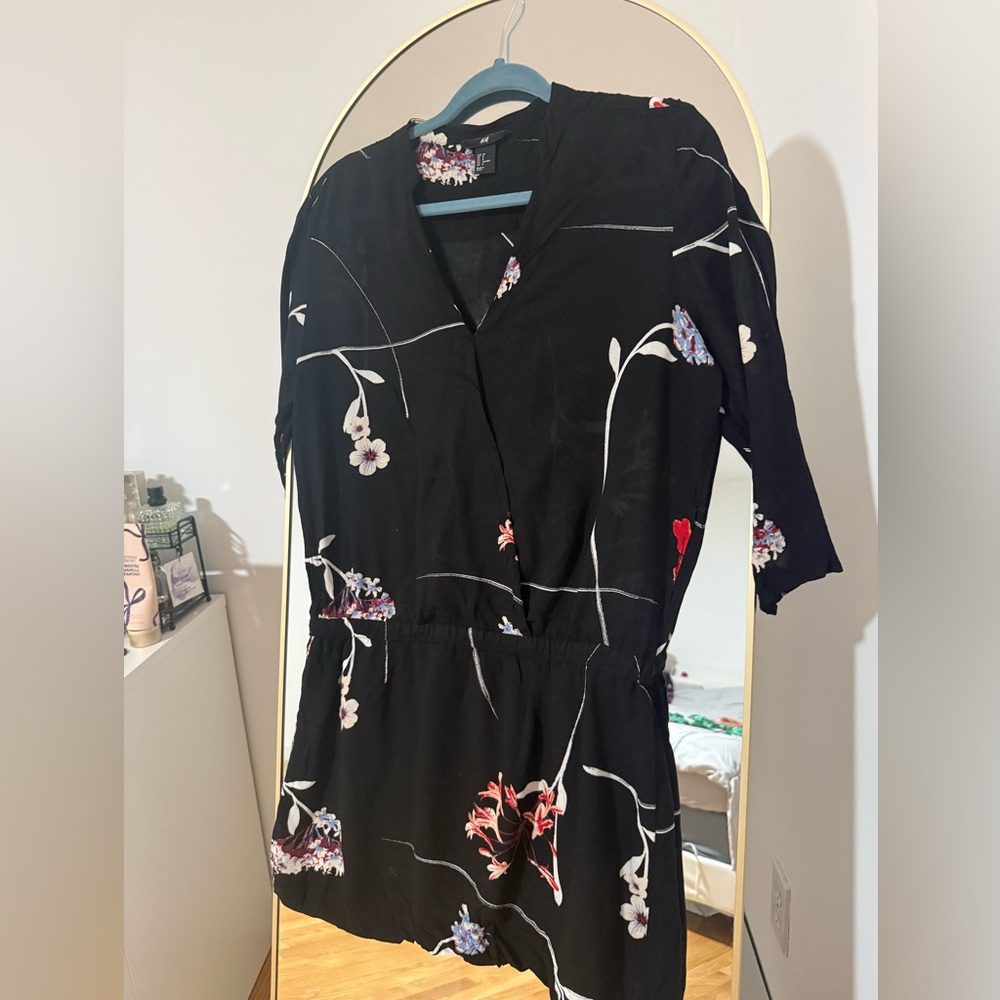 H&M Black Dress with Floral Accents